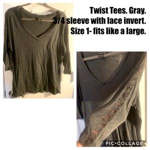 TWIST Tee, Gray, Long Sleeve Top